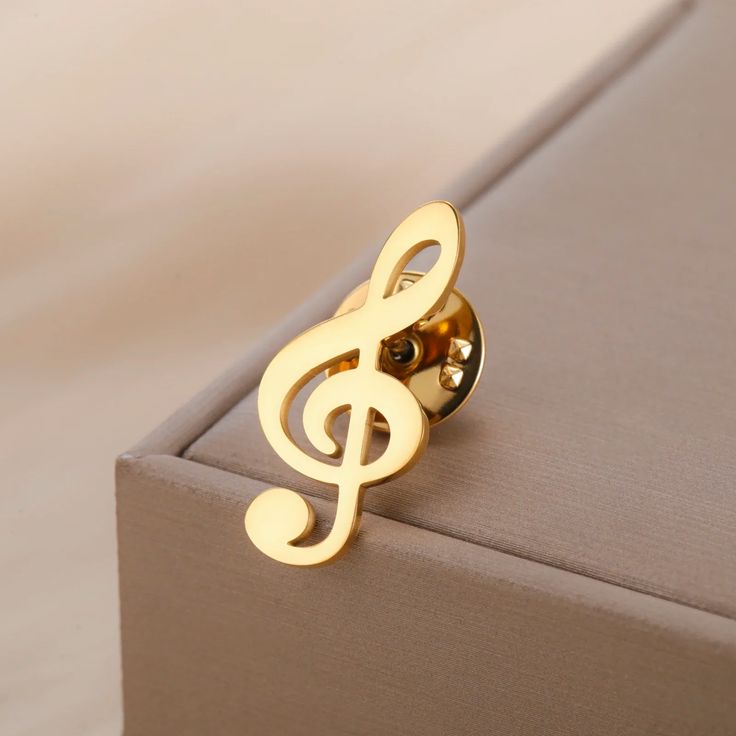 Music Shape Lapel Pin / Brooch – 22 Carat Gold Plated & 925 Silver Plated | Handcrafted Premium Finish