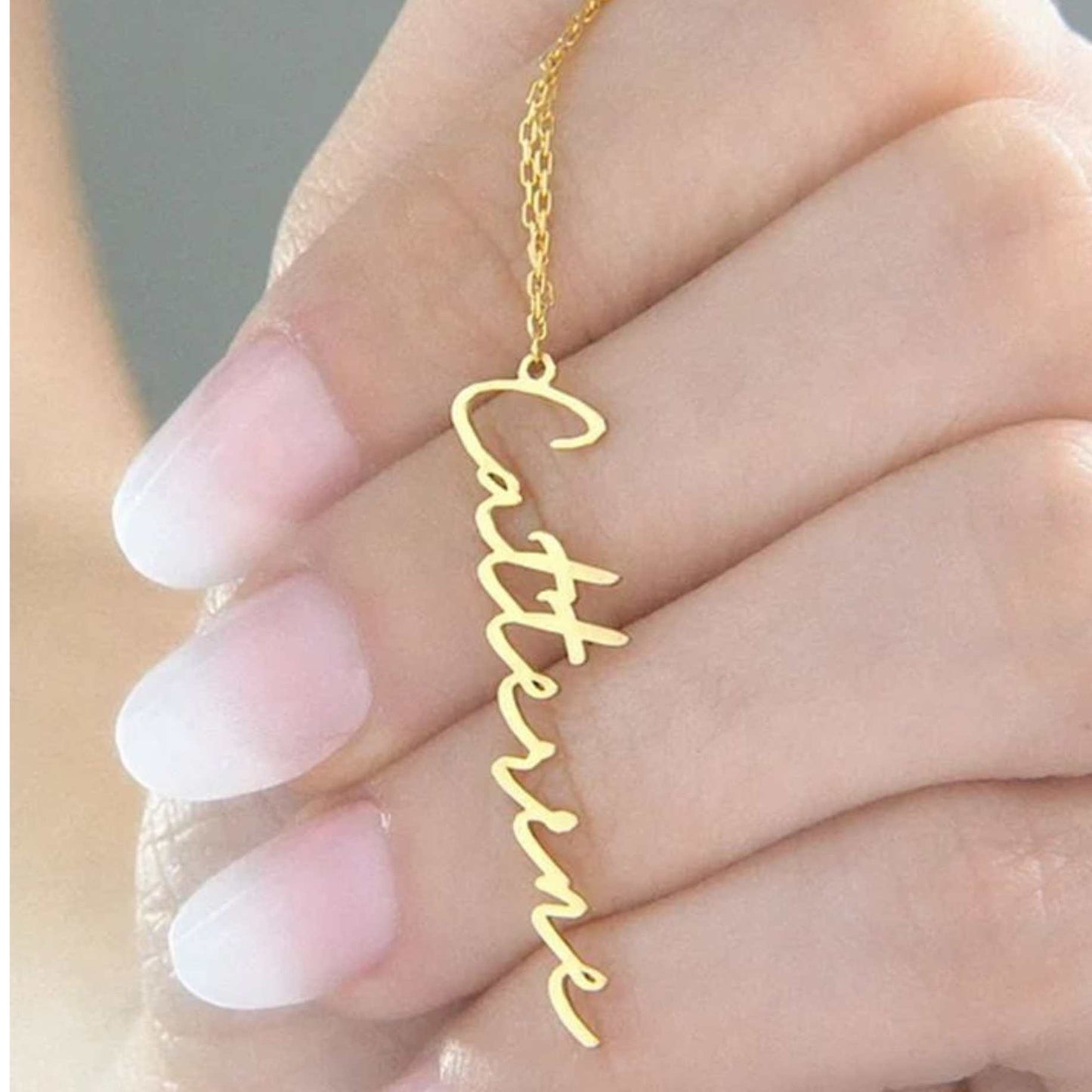 Personalised Single Hanging Name Necklace – 22 Carat Gold Plated & 925 Silver Plated