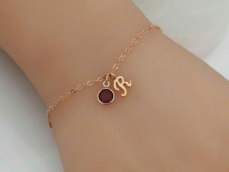Customised Hanging Initial Bracelet with Diamond Charms | 22 Carat Gold Plated Personalised Bracelet | daimond colour may wary