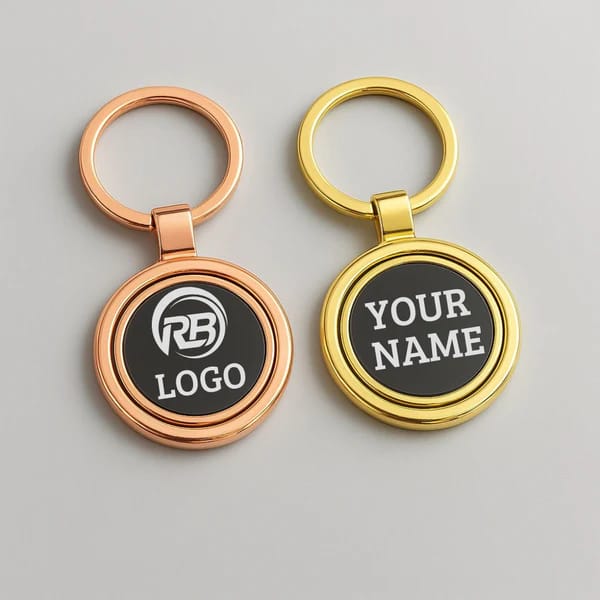 Customized Round Logo and Name Keychain for Corporate Gifting