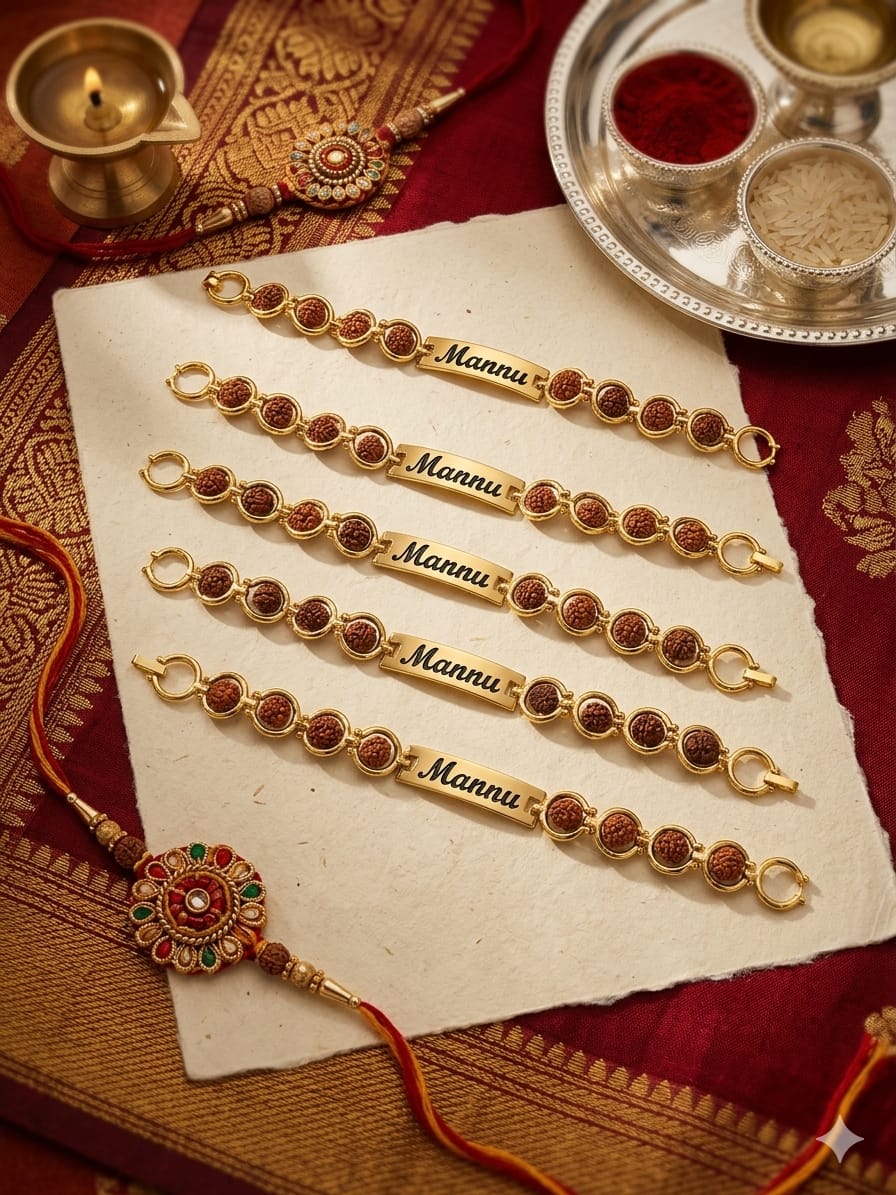 Stylish Rudraksh Bracelet Rakhi with Premium Watch Fitting