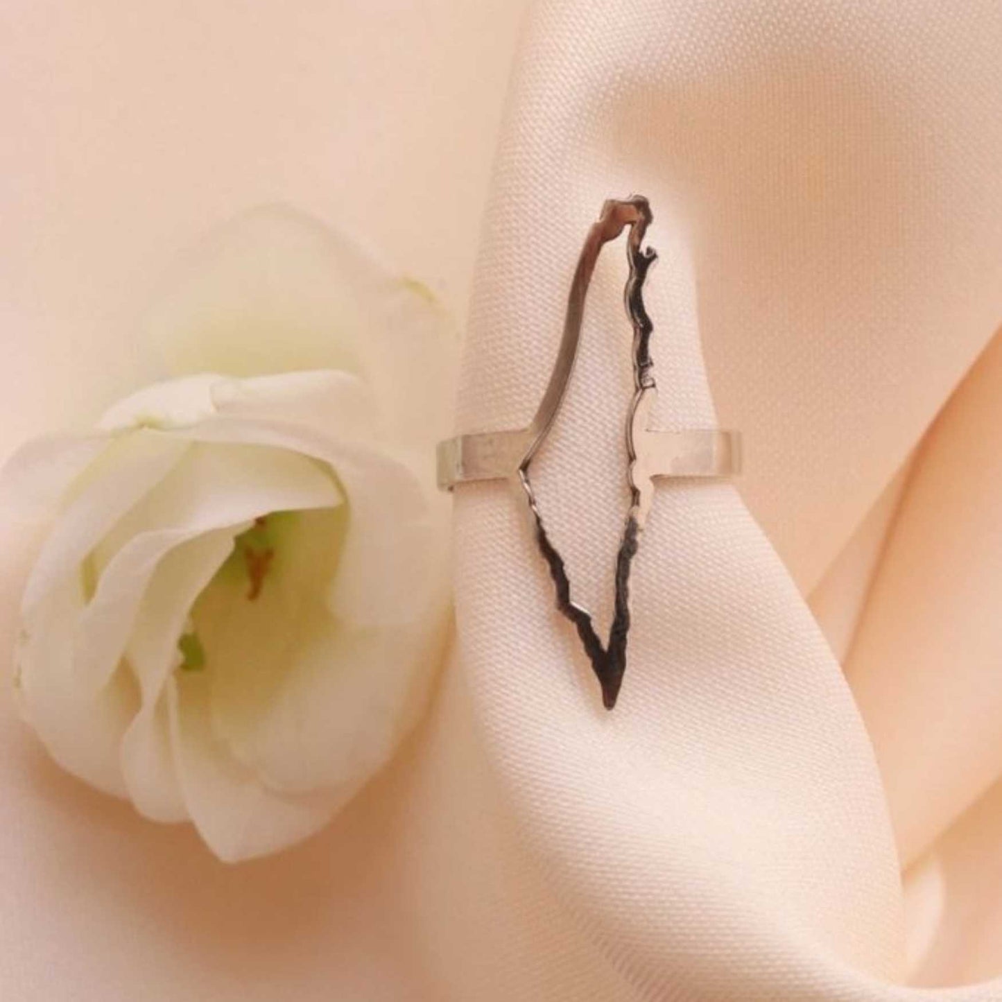 Palestine Map Ring – 925 Silver with 22K Gold Plating & Anti-Tarnish Finish