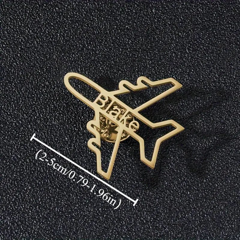 Aeroplane Name Brooch – Customised | 925 Sterling Silver Plated & 22 Carat Gold Plated