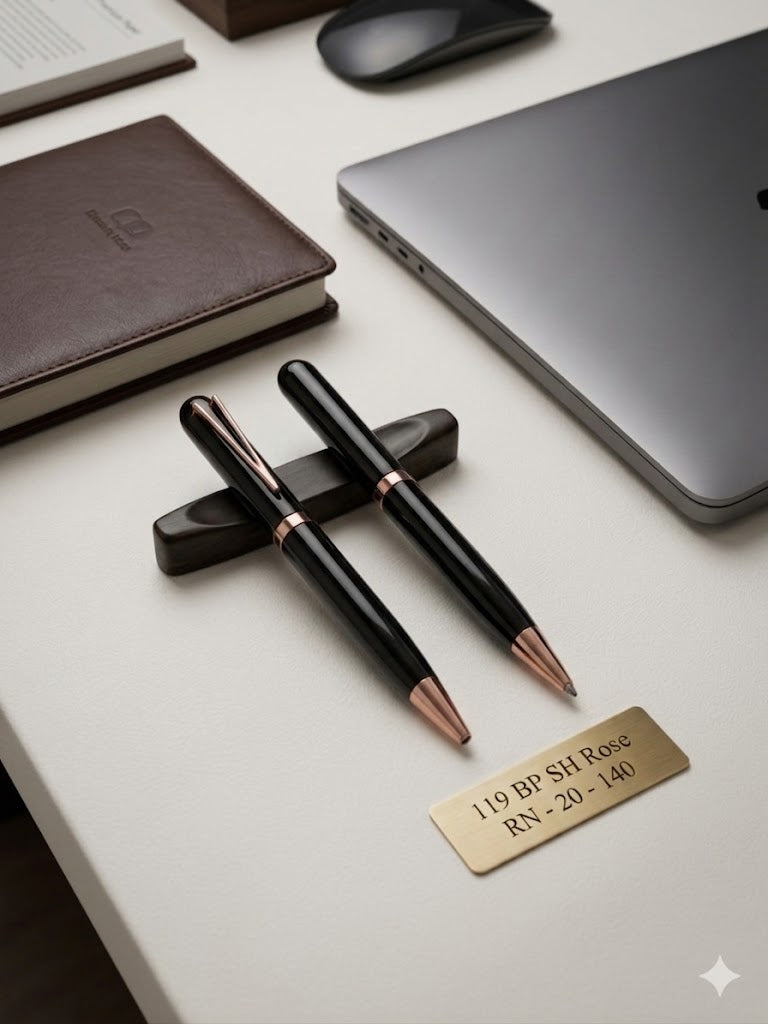 Personalized Executive Gloss Black & Rose Gold Ballpoint Pen
