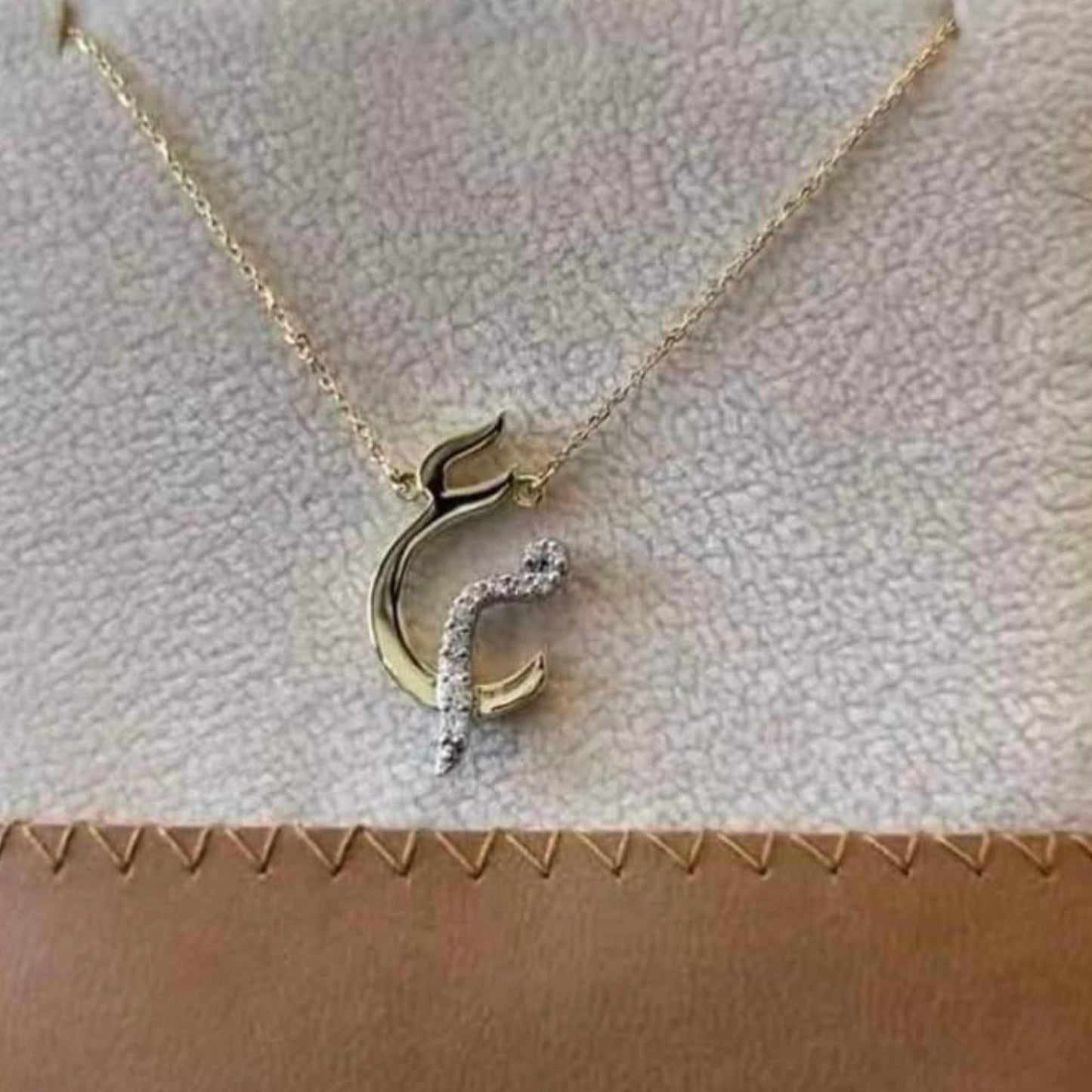 Shine Bright with Arabic Initials – 22K Gold-Plated & Diamond Studs"