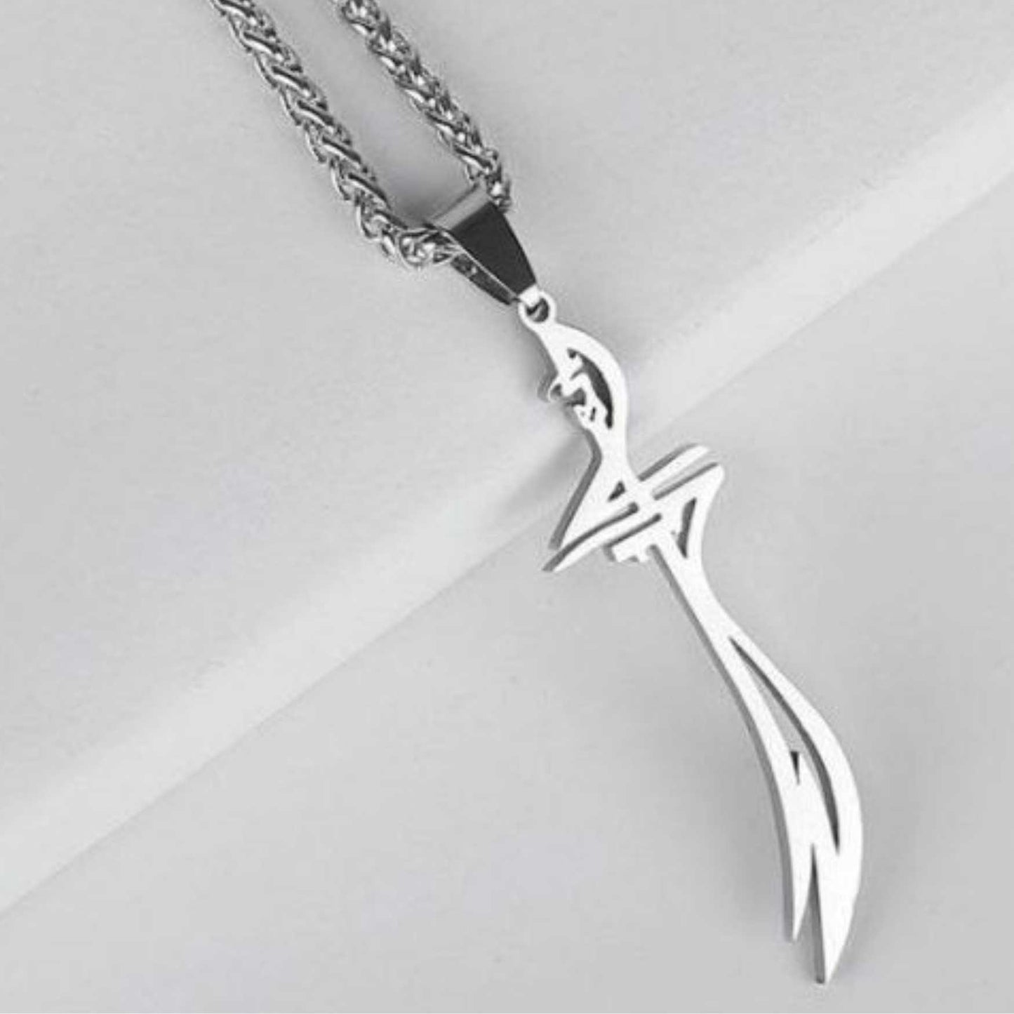 Zulfikar Sword Pendant in 22K Gold Plated & 925 Silver Finish – Islamic Calligraphy Necklace for Men & Women