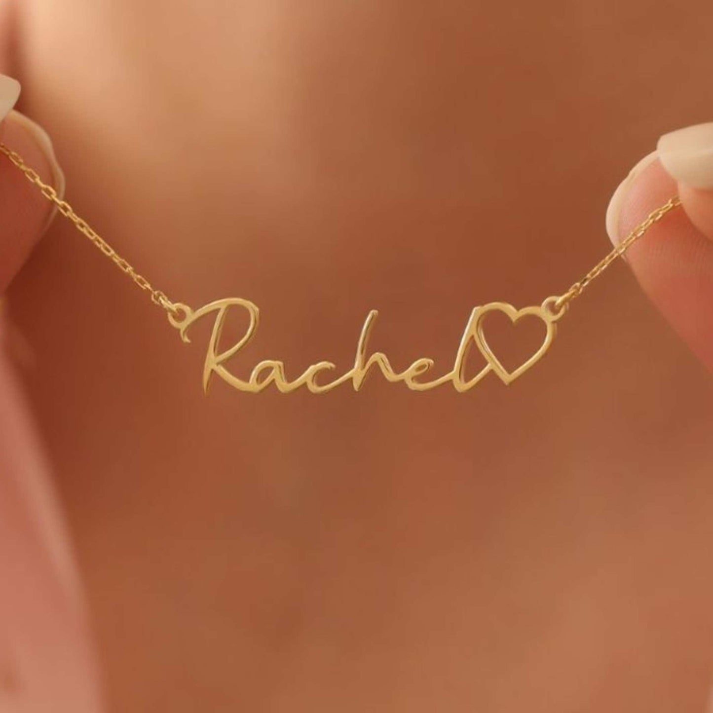 Golden Love, Personalised – Open Heart Name Pendant with Premium Box