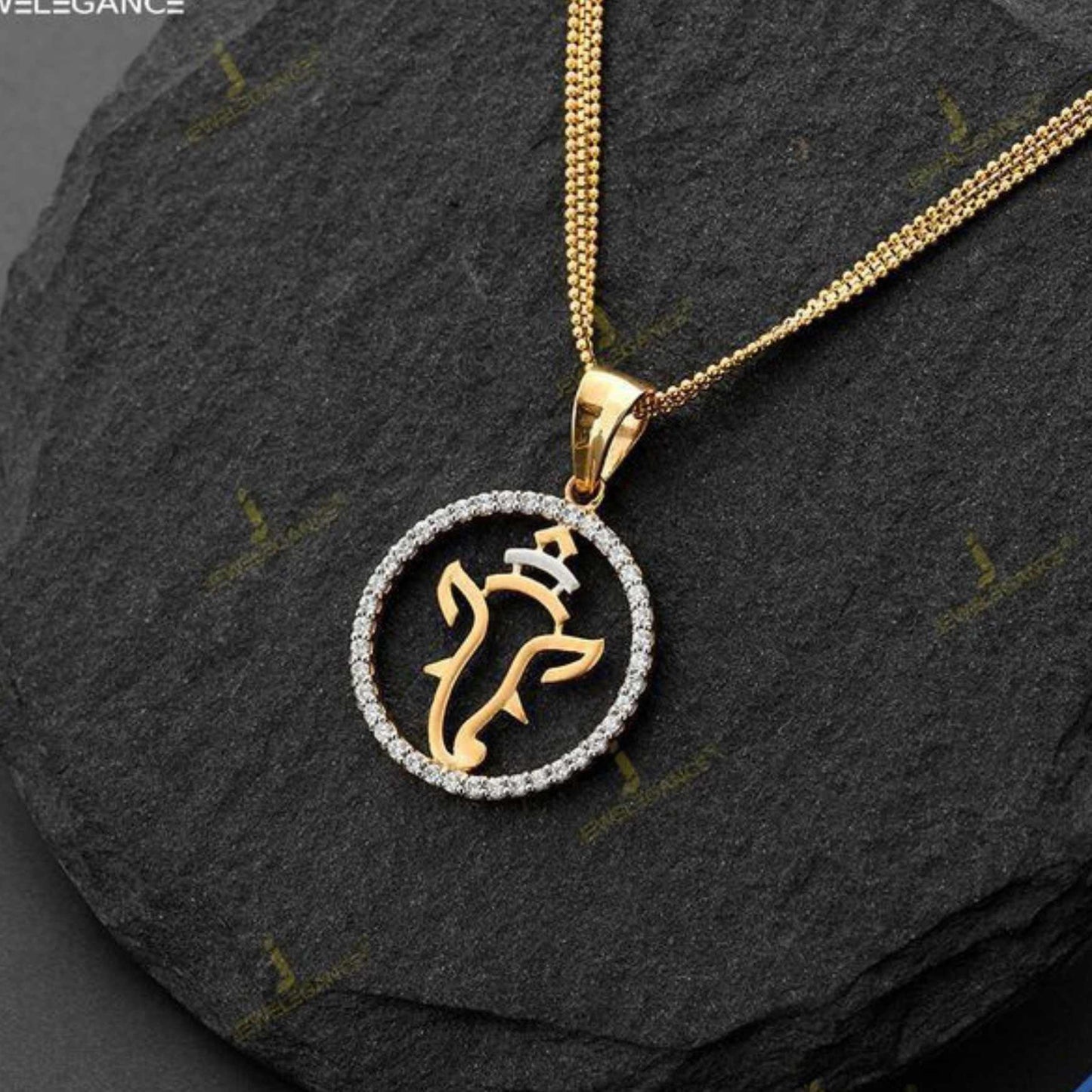 Shree Ganesh Diamond Stud Locket – 22K Gold Plated & 925 Silver Plated | Hindu Religious Pendant