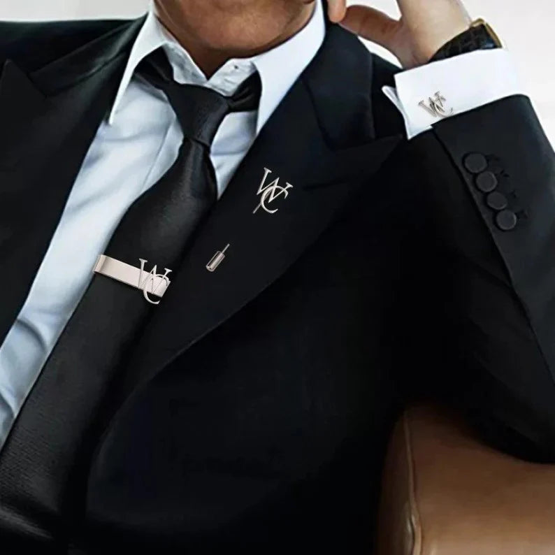 Personalized Cufflink, Tie Bar & Lapel Pin Trio