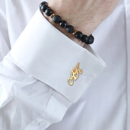 Handcrafted Elegance: 22K Gold-Plated Initial Cufflinks