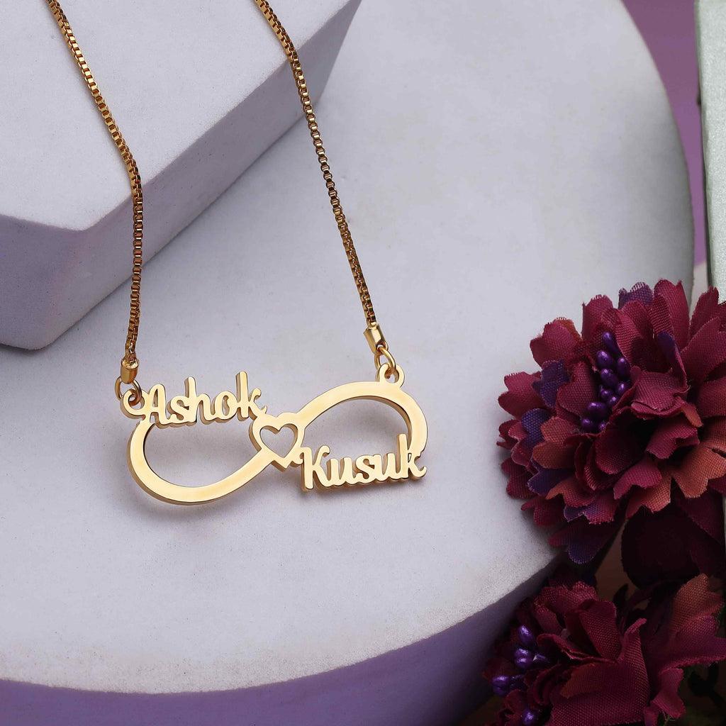 Infinity Couple Name Pendant with Heart - Main Image