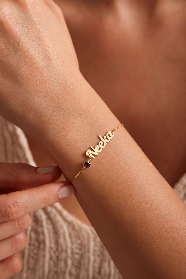 Personalised Name Bracelet with Diamond | 22K Gold Plated & 925 Silver