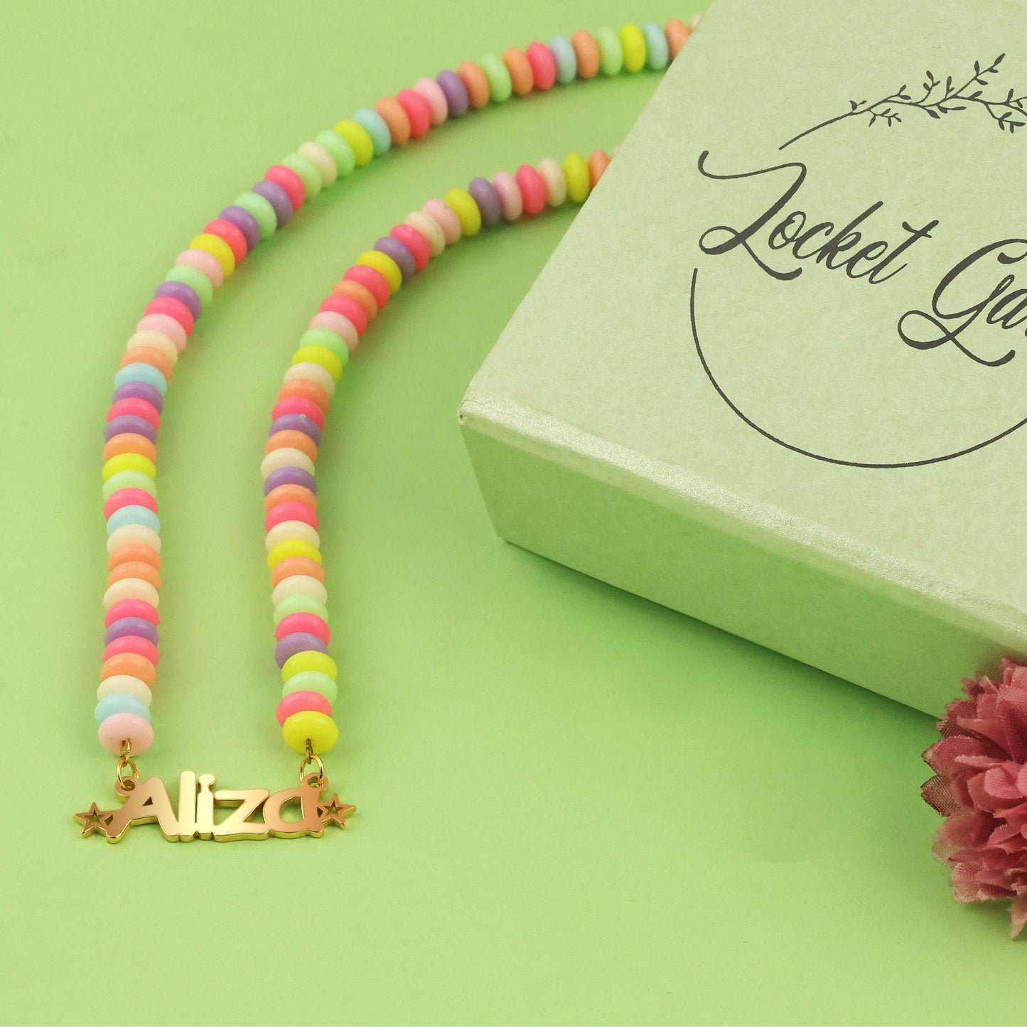 Personalised Rainbow Beads Name Necklace