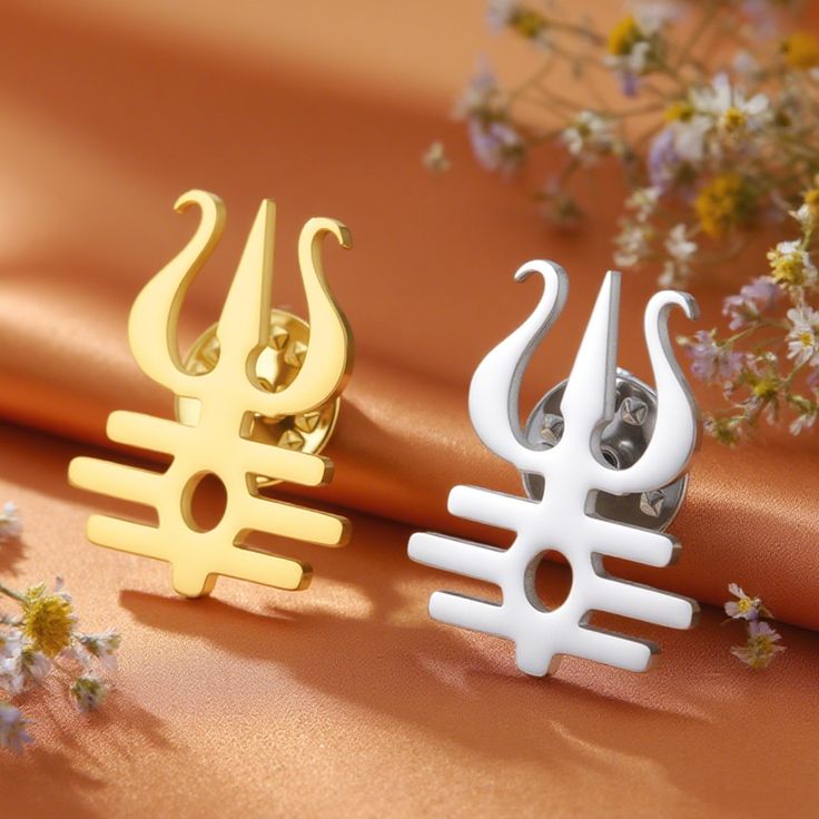 Trishul Lapel Pin / Brooch – 22 Carat Gold Plated & 925 Silver Plated | Handcrafted Premium Finish