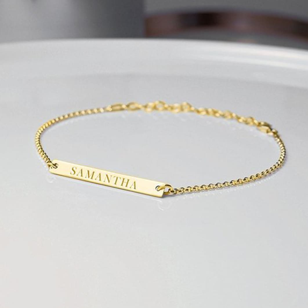 Custom Gold Bar Name Bracelet