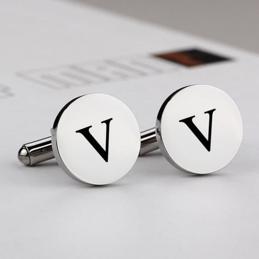 "Make It Yours: Single Engraved Initial Cufflinks"