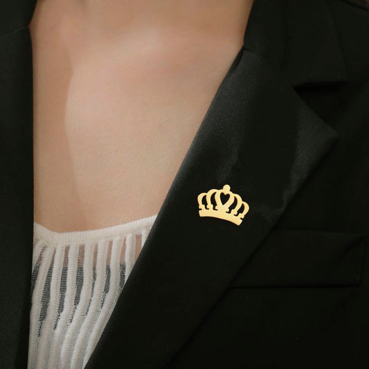 Crown Shape Lapel Pin / Brooch – 22 Carat Gold Plated & 925 Silver Plated | Handcrafted Premium Finish