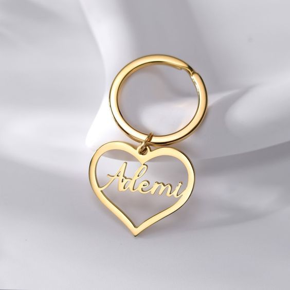 Heart Shape Name Keychain – Customised Gift | 22 Carat Gold Plated & 925 Silver Plated | Premium Quality