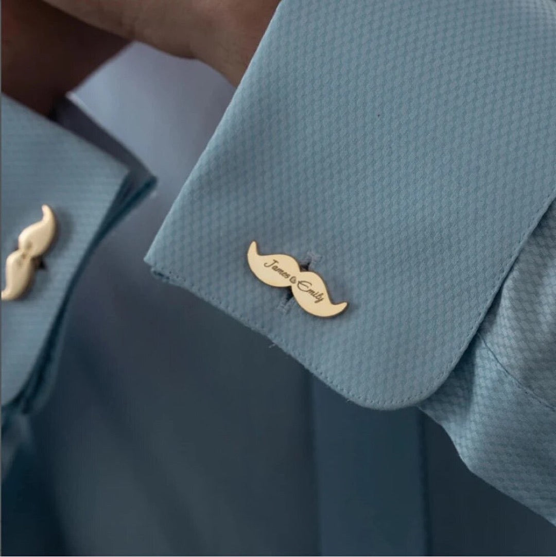 Mustach Name Engraved Cufflink