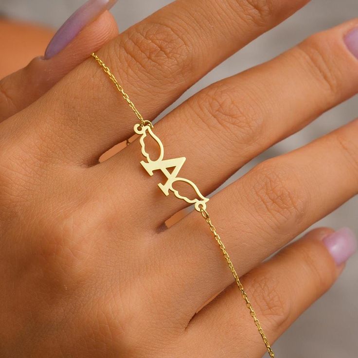 Custom Angel Wing Initial Pendant Chain Necklace | High Quality 22K Gold & 925 Sterling Silver