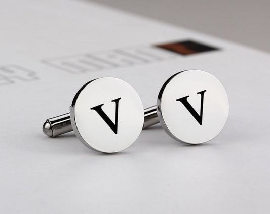 "Make It Yours: Single Engraved Initial Cufflinks"