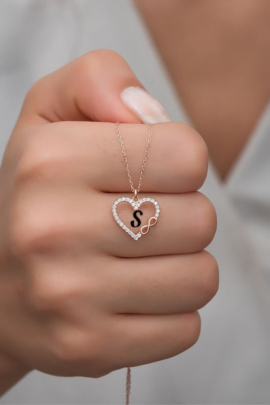 Heart Initial Diamond Necklace – Handcrafted | 22 Carat Gold Plated & 925 Silver Plated