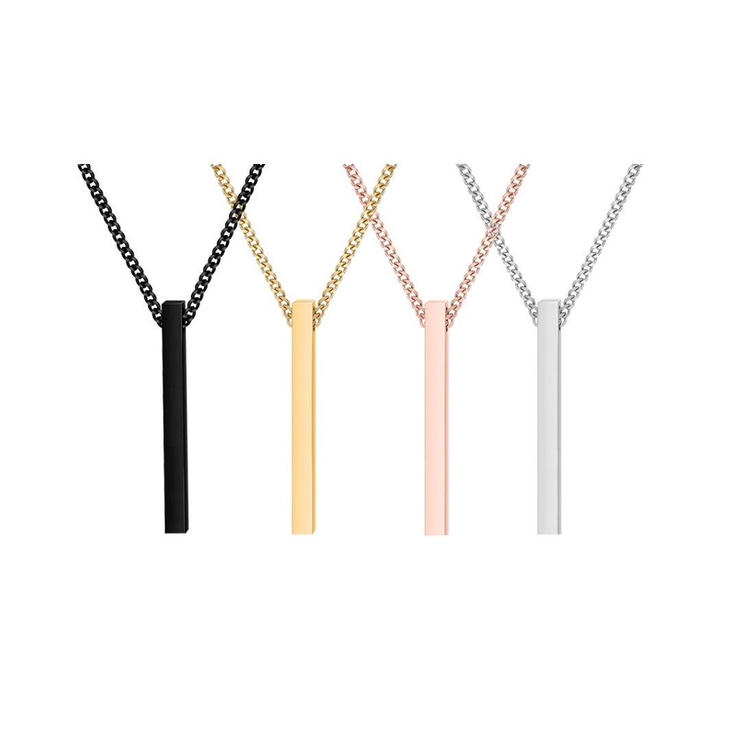 Customised Name Bar Pendant Chain and Bracelet for Men & Women - Black Color