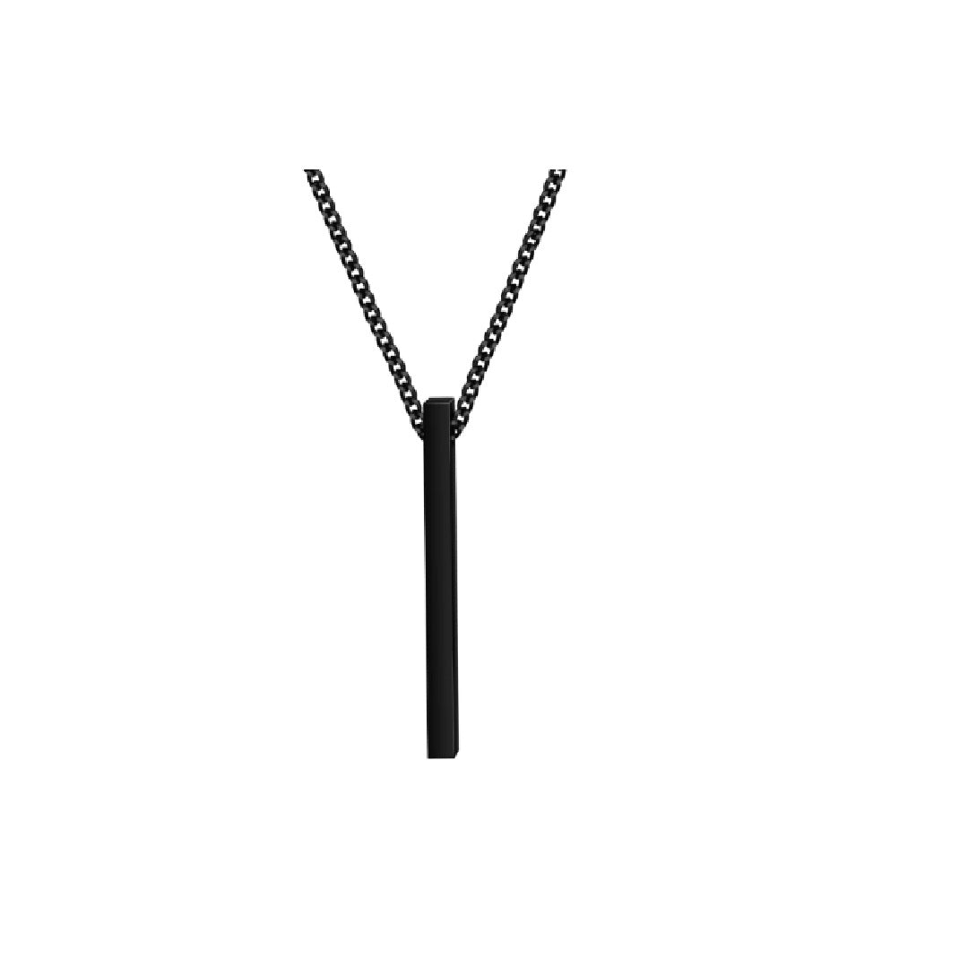 Customised Name Bar Pendant Chain and Bracelet for Men & Women - Black Color