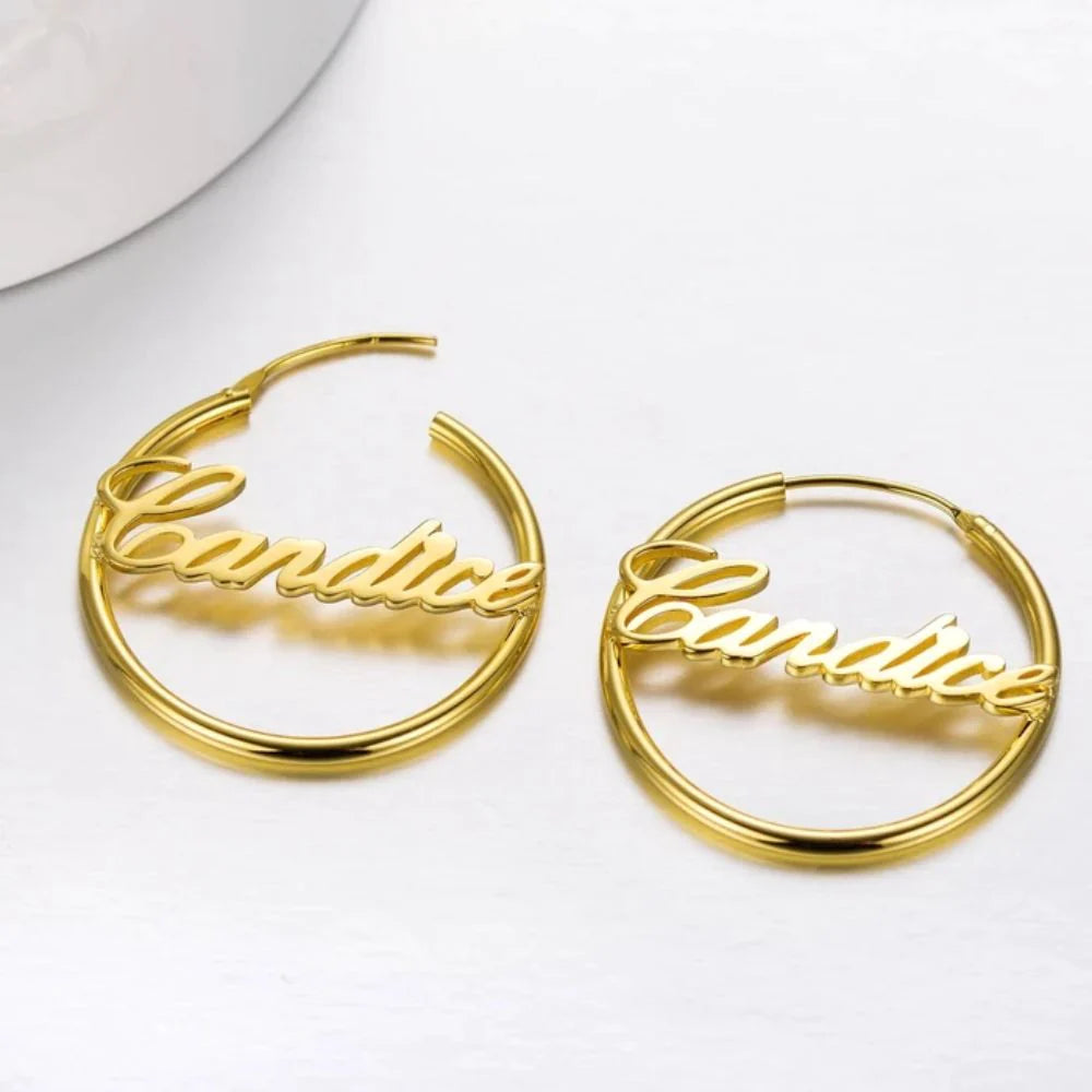 Custom Script Name Hoop Earring