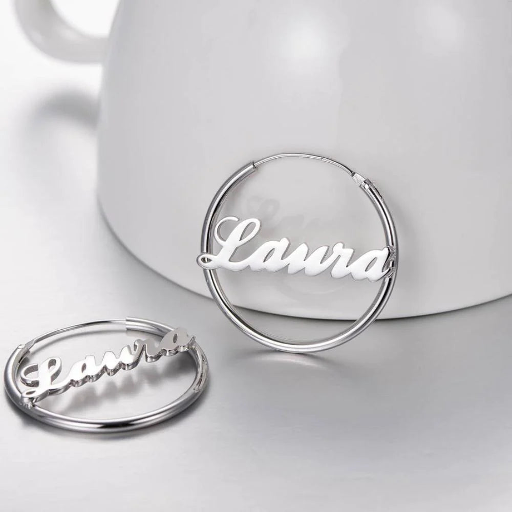 Custom Script Name Hoop Earring