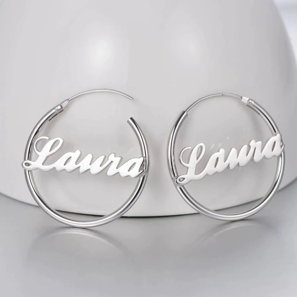 Custom Script Name Hoop Earring