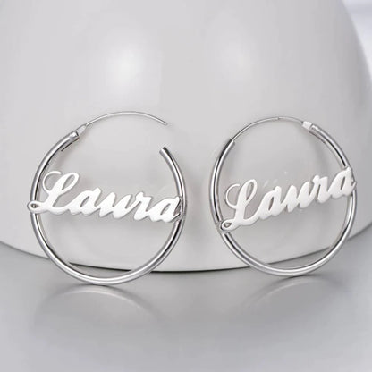 Custom Script Name Hoop Earring