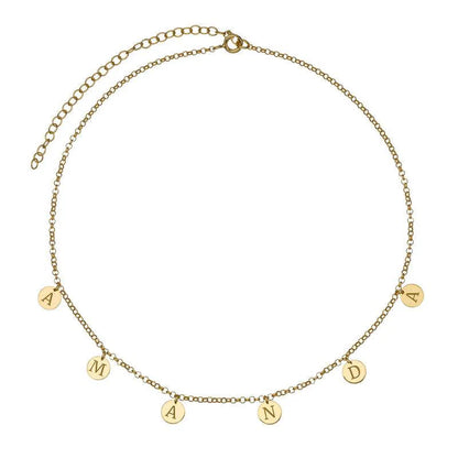 Chic & Personalized: 22K Gold-Plated Initial Charm Choker