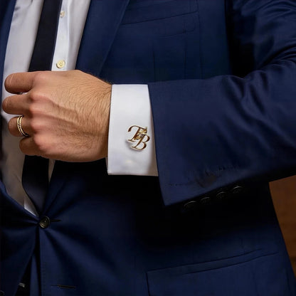 Handcrafted Elegance: 22K Gold-Plated Initial Cufflinks