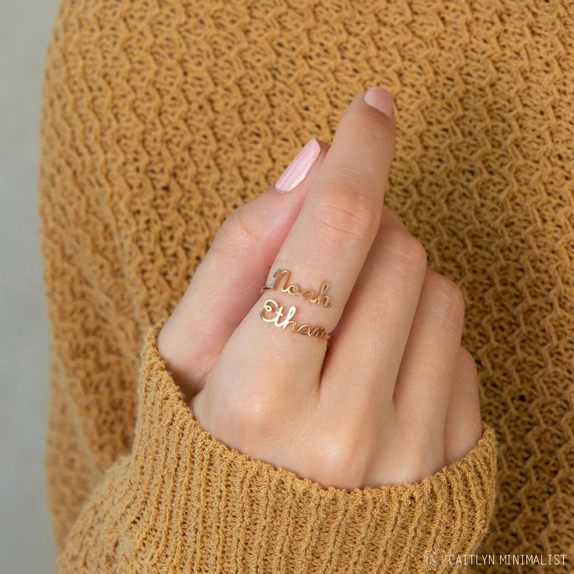 Personalised Adjustable Double Name Ring