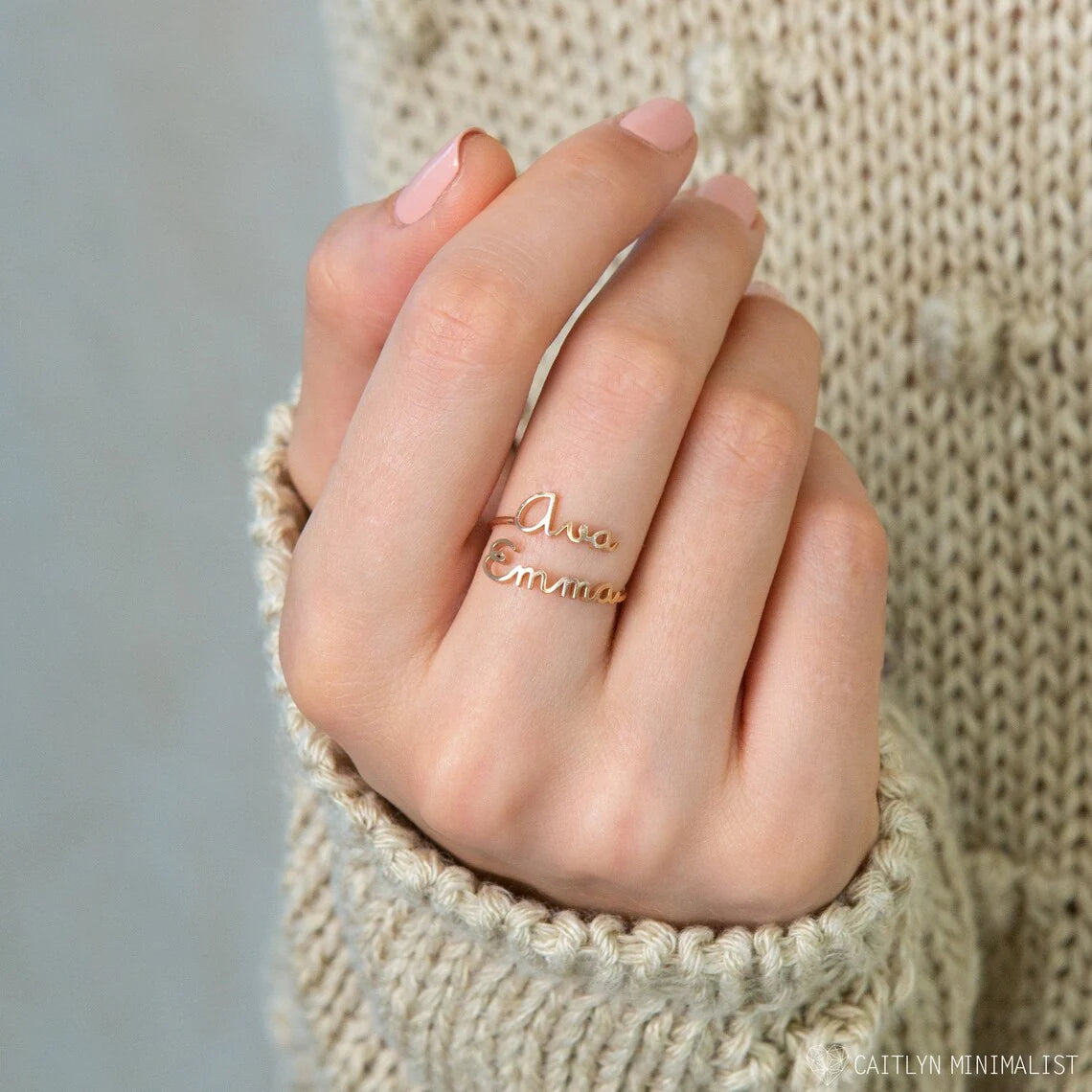 Personalised Adjustable Double Name Ring