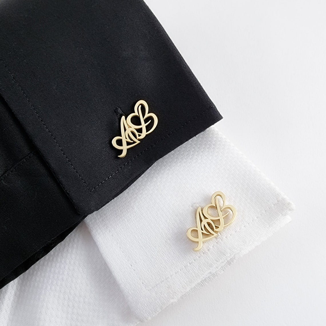 Heart Style Double Initials Cufflinks