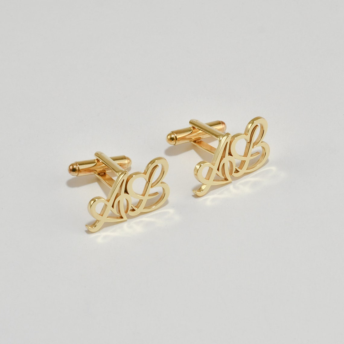 Heart Style Double Initials Cufflinks