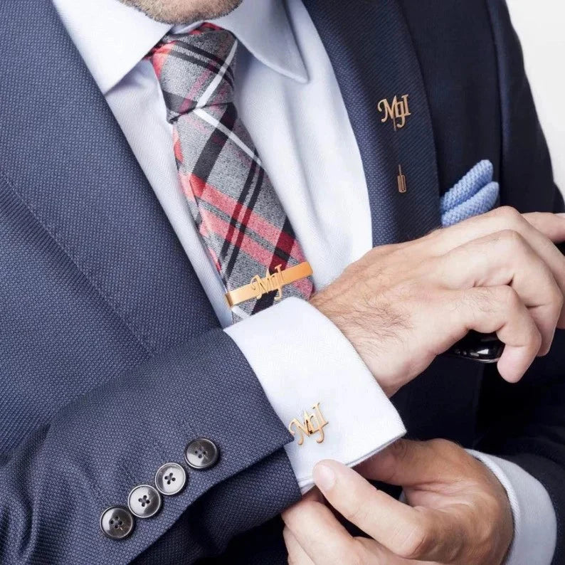 Personalized Cufflink, Tie Bar & Lapel Pin Trio