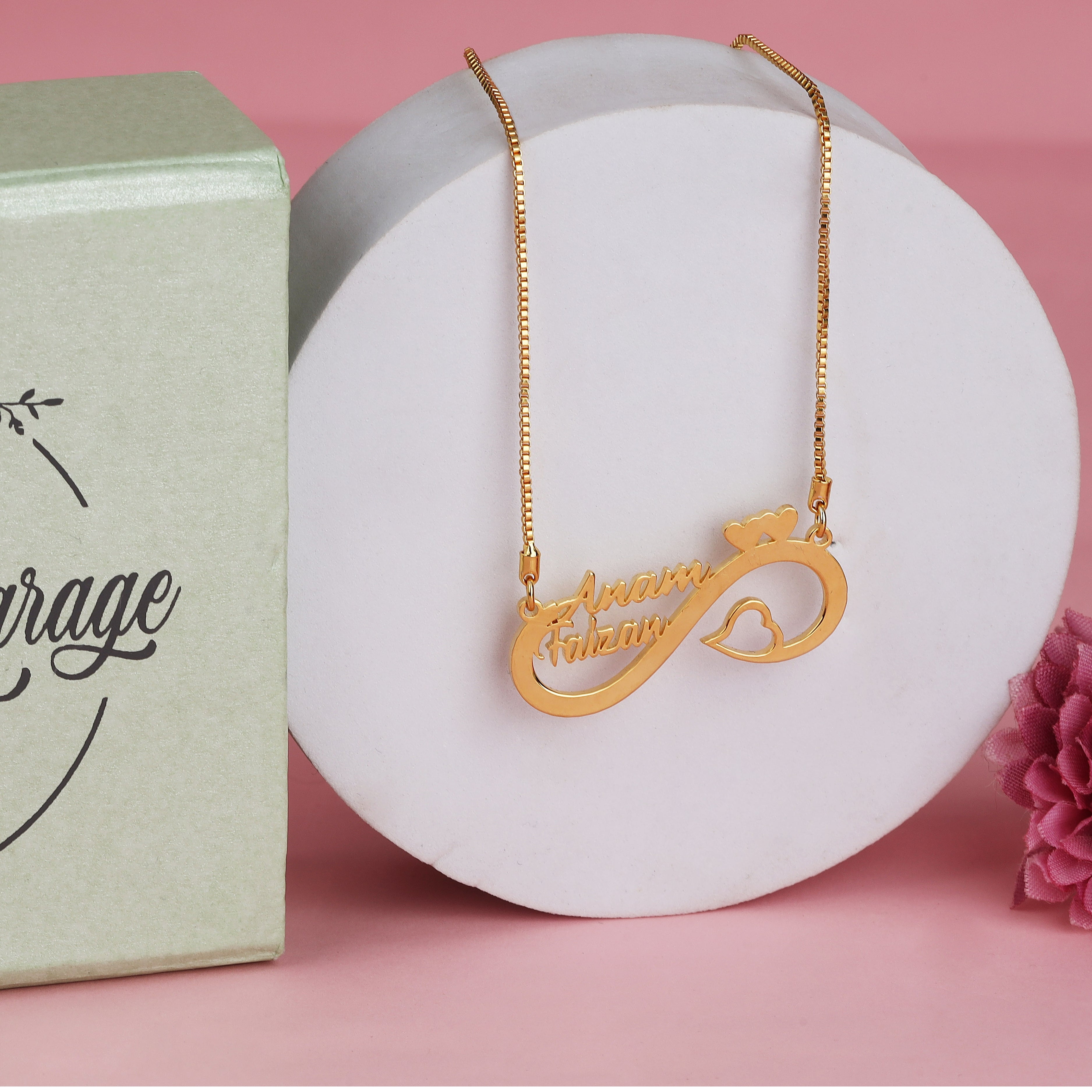 Couple Name Cursive Heart Personalised Pendant