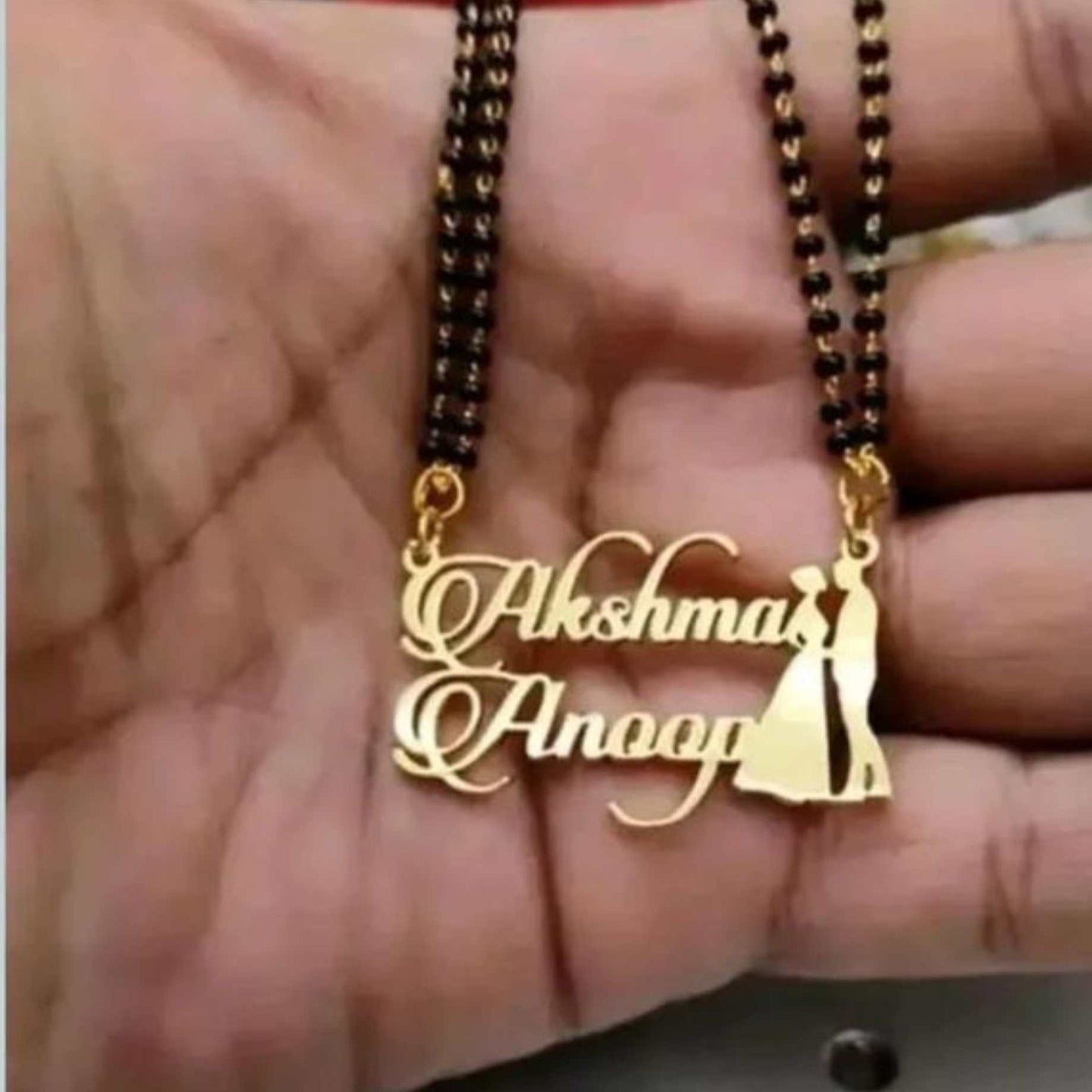 Customised Couple Name Mangalsutra Chain – 22 Carat Gold Plated & 925 Silver Plated | Personalised Sacred Jewellery