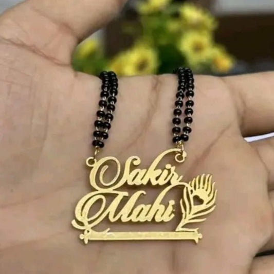 Custom Name Mangalsutra for Couples | Traditional Black Beads with Modern Design