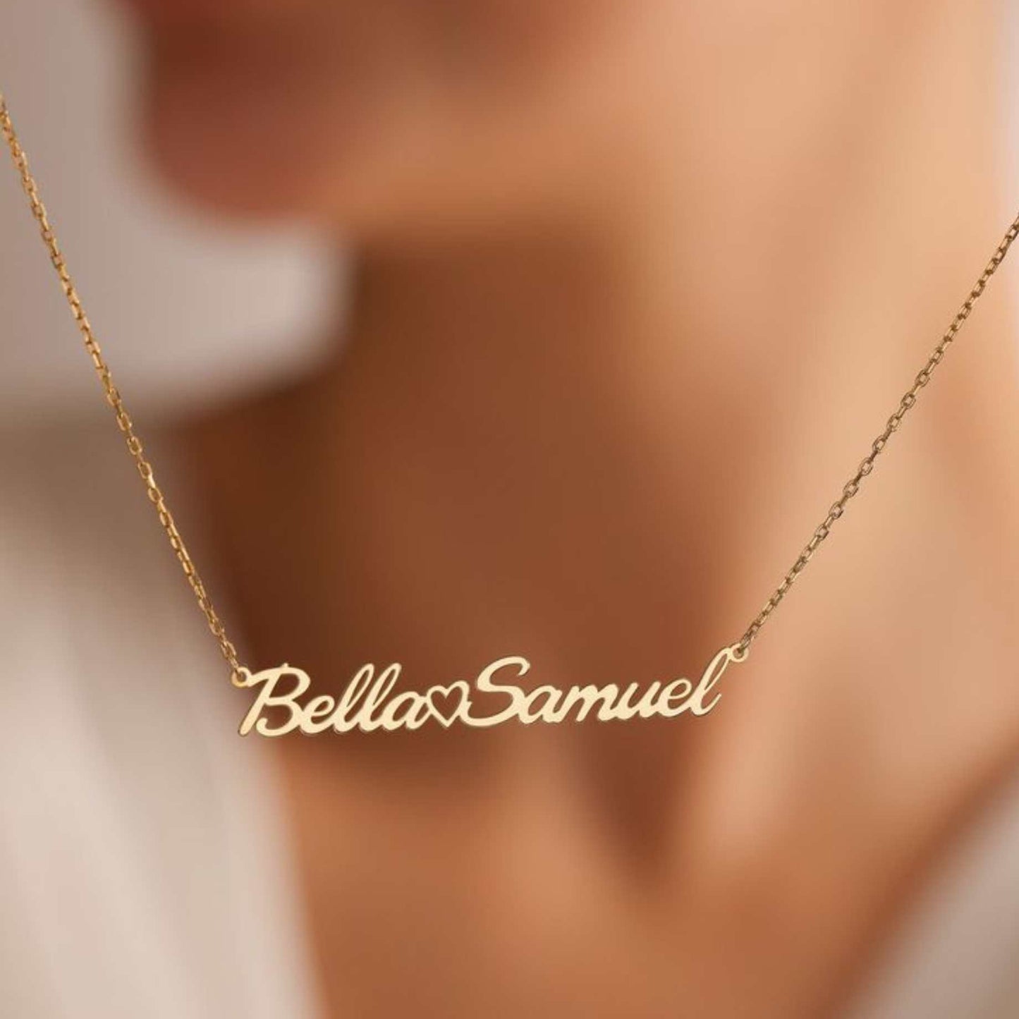 Personalised Couple Name Necklace – 22 Carat Gold Plated & 925 Silver Plated
