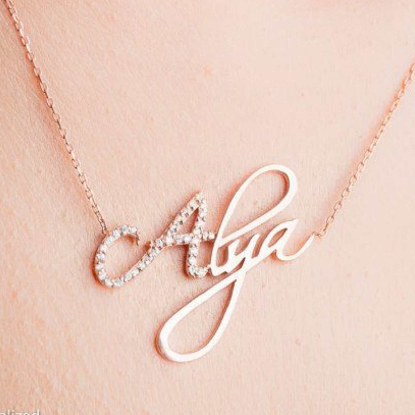 Diamond Studded First Letter Name Necklace – Exclusive at Locket Garage | 22 Carat Gold Plated & 925 Silver Plated | Making Time: 12 Days