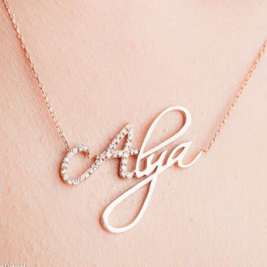 Diamond Studded First Letter Name Necklace – Exclusive at Locket Garage | 22 Carat Gold Plated & 925 Silver Plated | Making Time: 12 Days