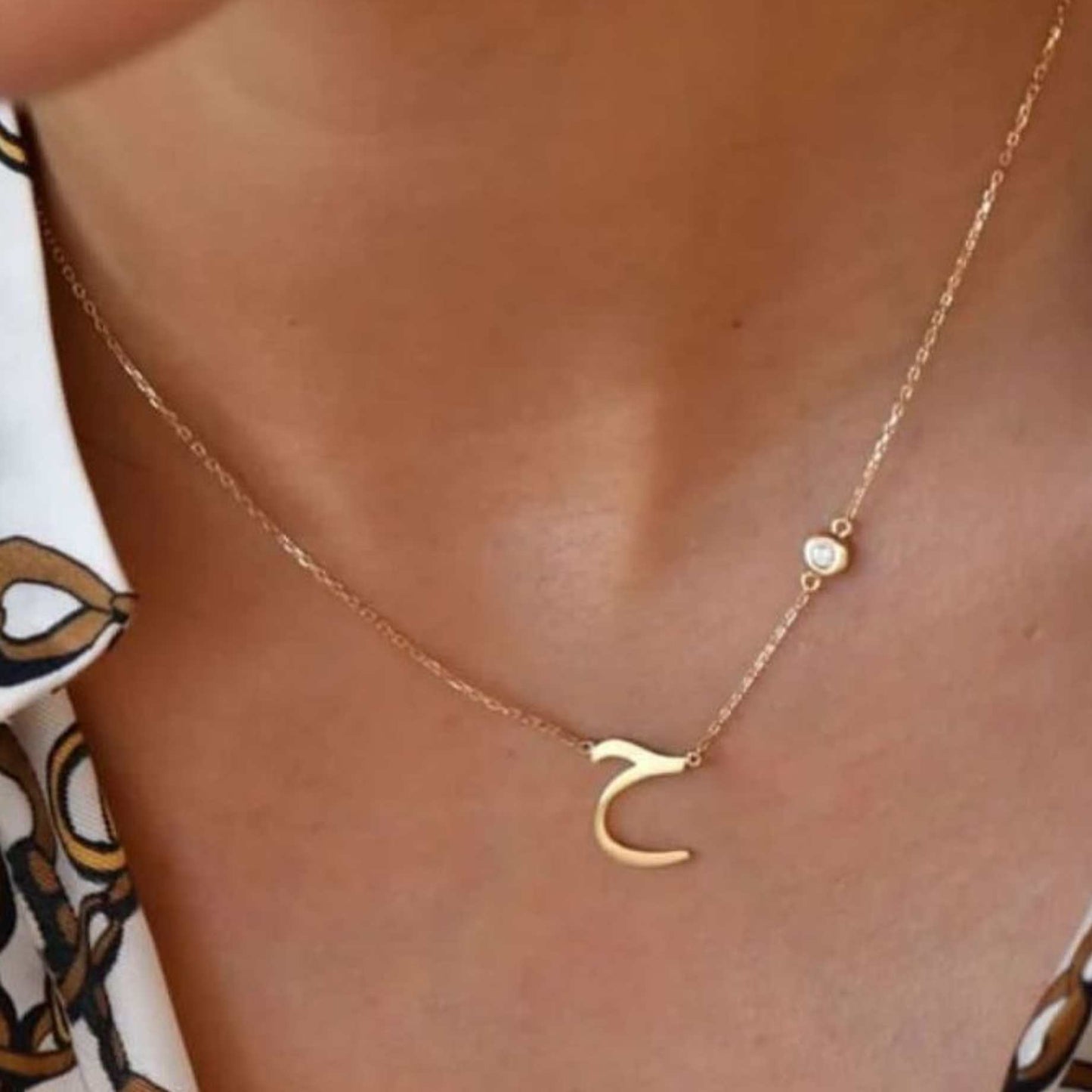 Single Alphabet Necklace with Diamond Hanging – 22 Carat Gold Plated & 925 Silver Plated | Personalised Initial Pendant