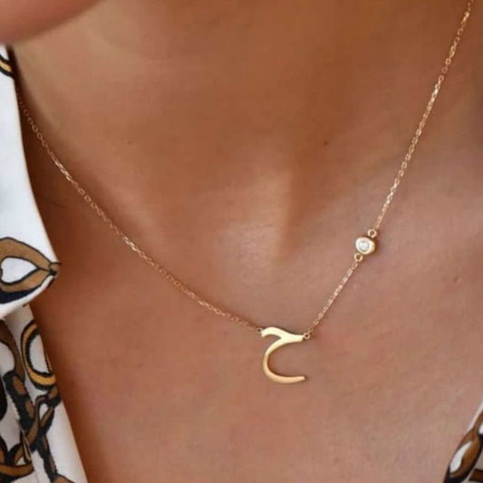 Single Alphabet Necklace with Diamond Hanging – 22 Carat Gold Plated & 925 Silver Plated | Personalised Initial Pendant