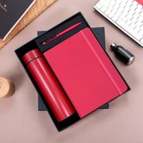 Premium 3-Piece Executive Gift Set – Notebook & Stainless Steel Vacuum Flask with Luxury Gift Box (Red)