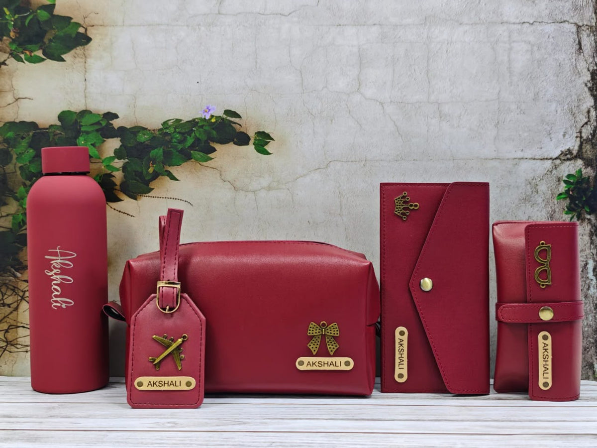 Personalized 5-in-1 Leatherette Gift Set | Custom Name, Logo & Charm Choice