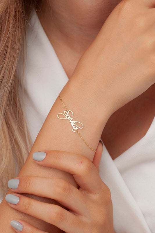 Customised Name Bracelet in Shally Font | 22 Carat Gold Plated & 925 Silver Plated